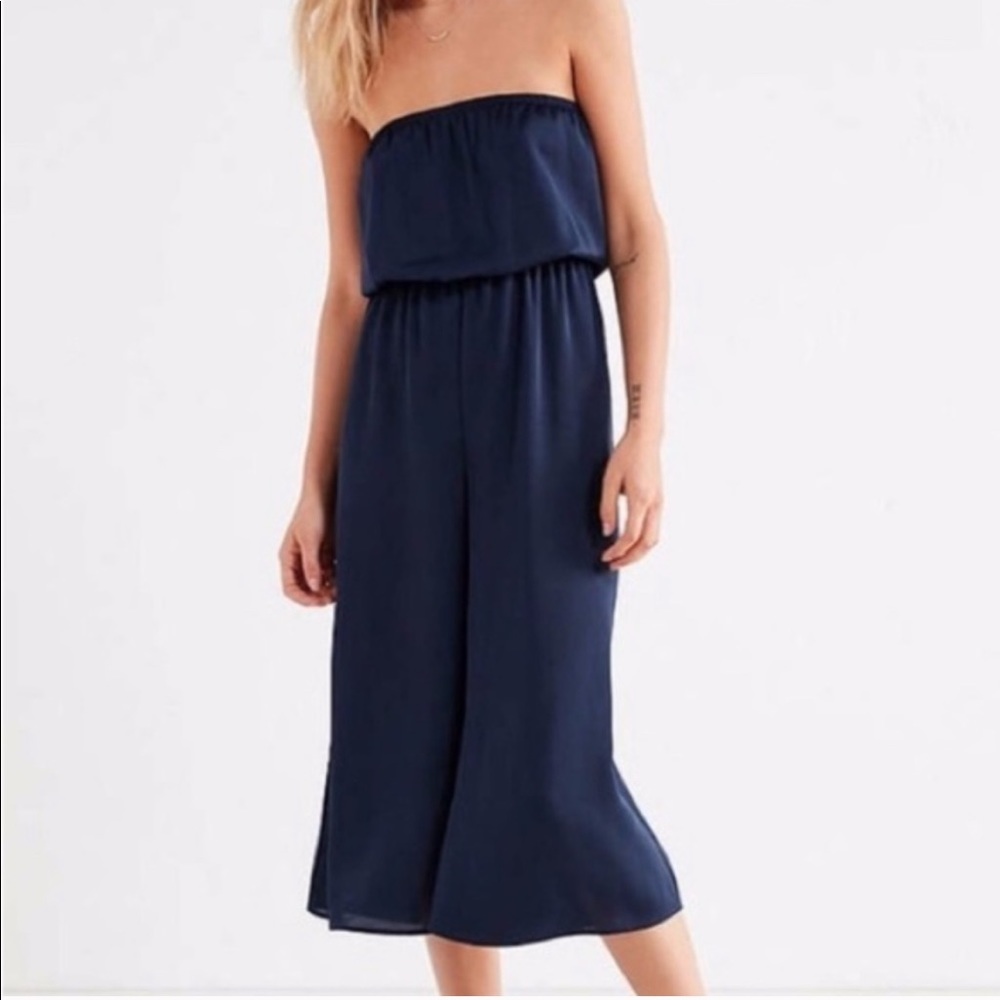 Urban Outfitters Strapless Navy Jumpsuit